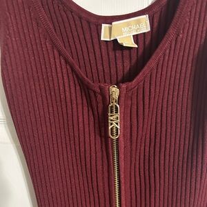 Michael Kors Wine Ribbed Zipper Dress